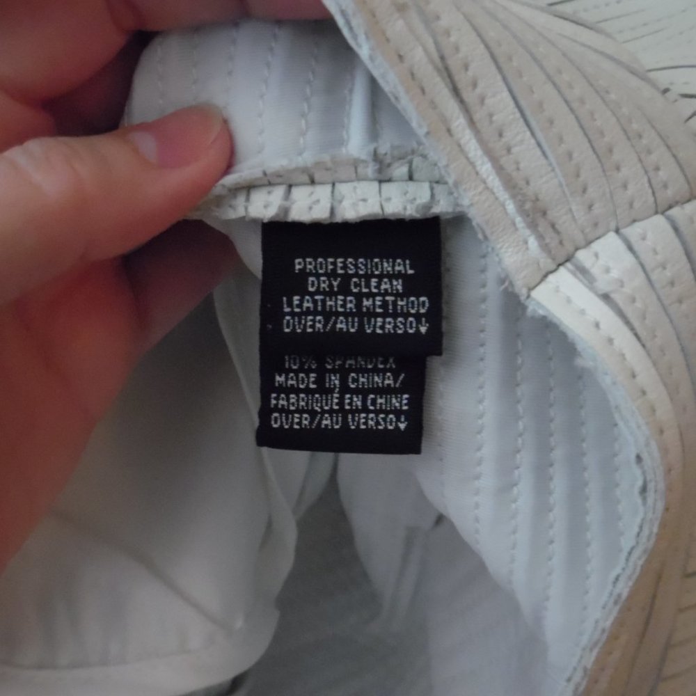 White Ribbed Leather Jacket - Picture 6 of 9